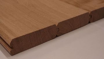 Internal T G and V Cladding example in Oak. Available from EC Forest Products.